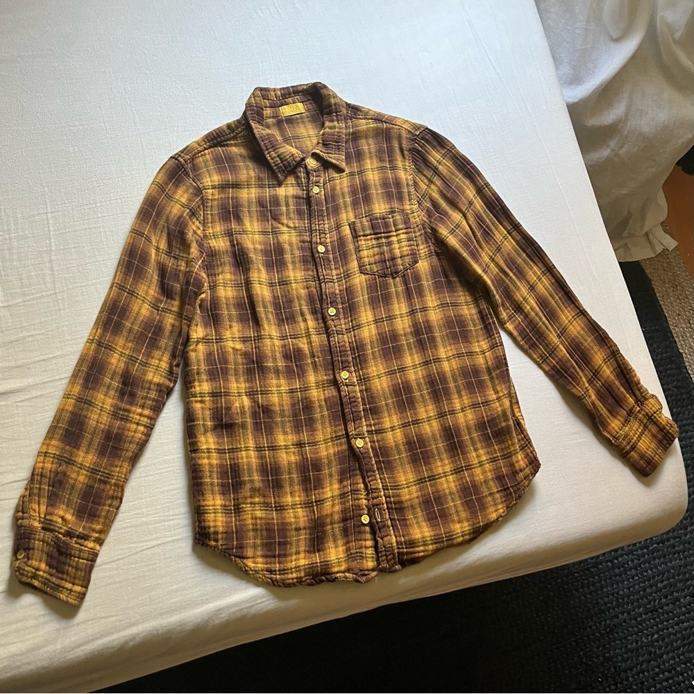 CP Shades Yellow and Brown Plaid Button Down Shirt